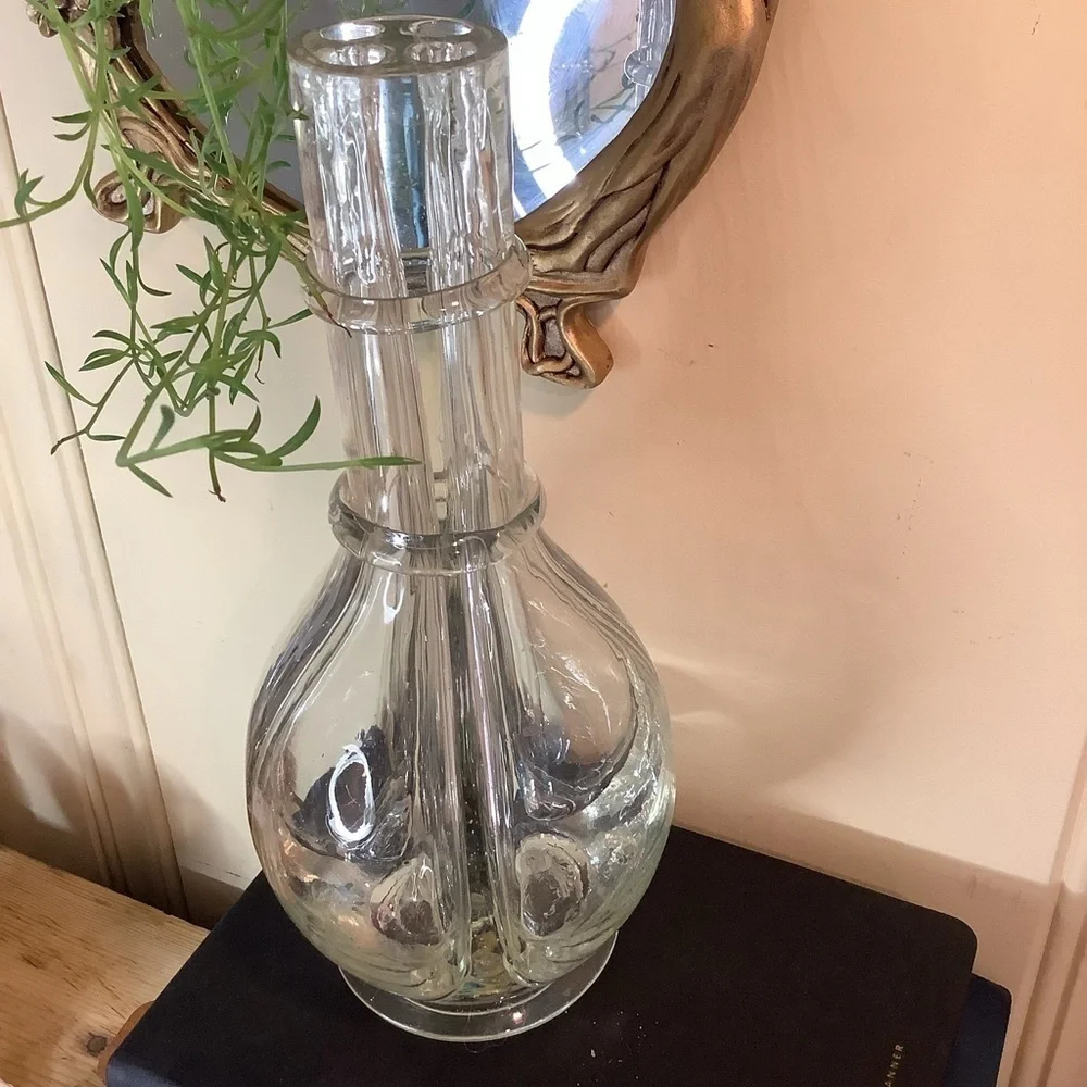 Antique Vintage Made In France Hand Blown 4 Chamber Liquor Decanter or Vase - Picture 7 of 8